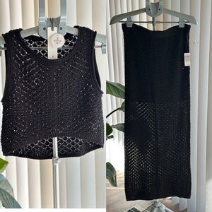 NWT Olive+Oak Black Textured Knit Matching Set